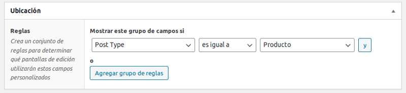 Crear los campos personalizados de especificaciones