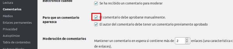 Configuración de los comentarios en WordPress