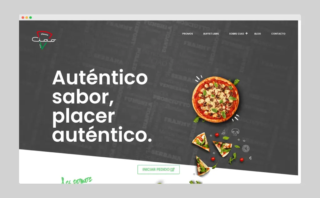 Página web Pizzería Ciao