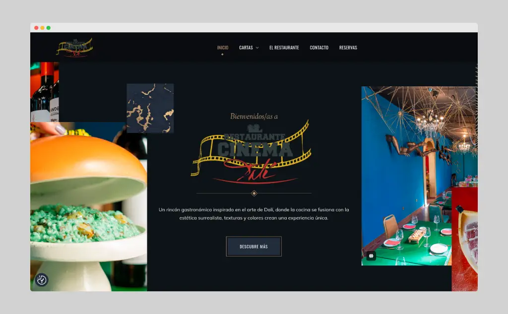 Página web restaurante Dali Cinema